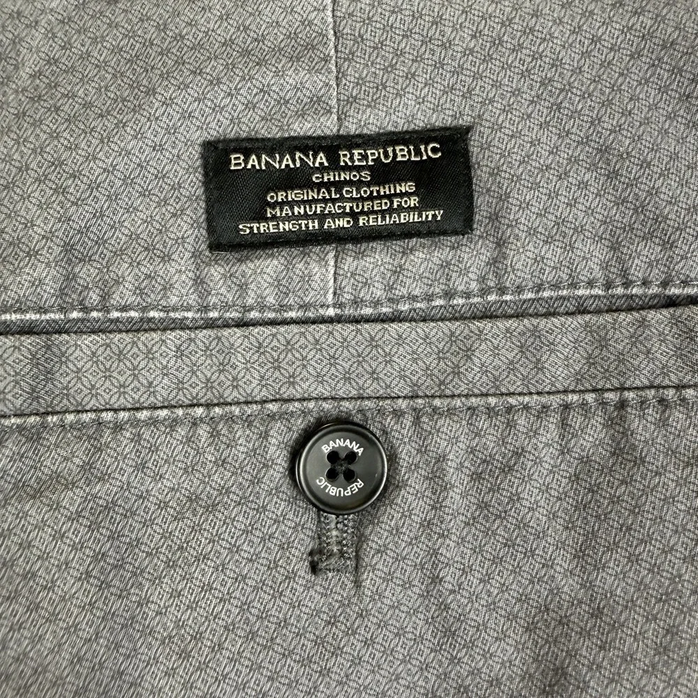 Banana Republic Fulton Skinny Chino Pants Gray Microdot Pattern Men Size 35x30